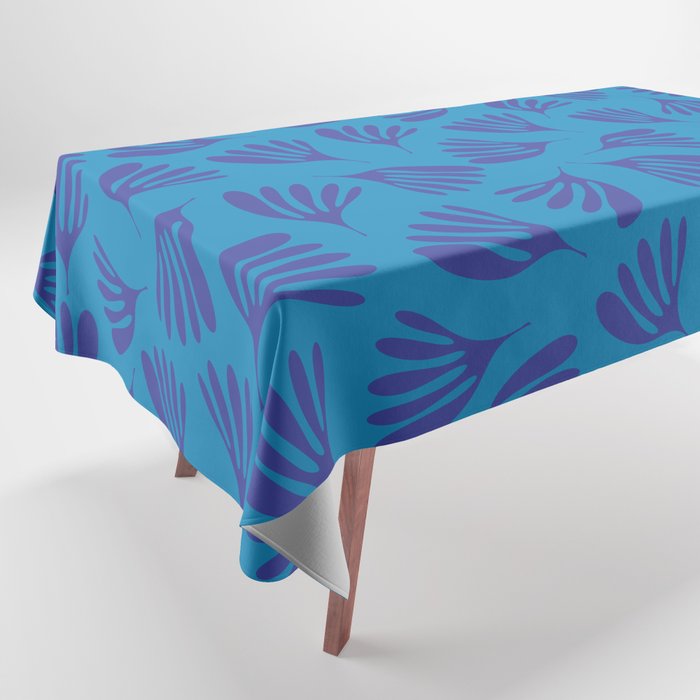 Blue Toned Wispy Leaves Contemporary Abstract Pattern Tablecloth Gallery Image 1