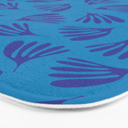 Blue Toned Wispy Leaves Contemporary Abstract Pattern Bath Mat Gallery Image 3
