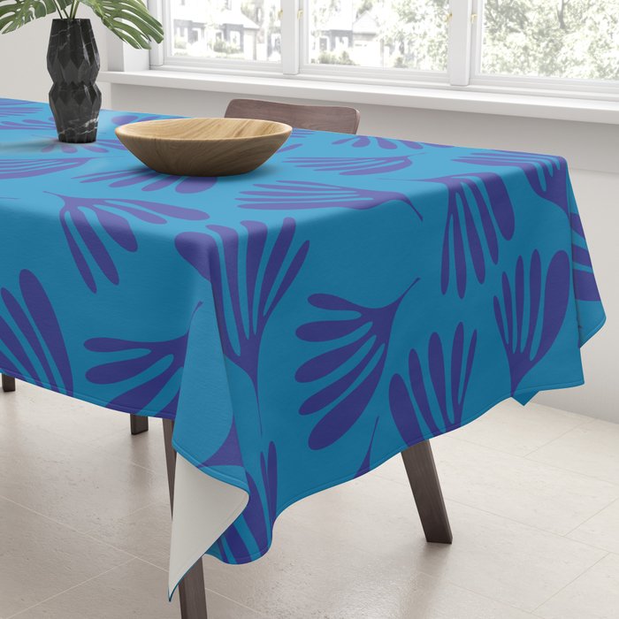 Blue Toned Wispy Leaves Contemporary Abstract Pattern Tablecloth Gallery Image 3