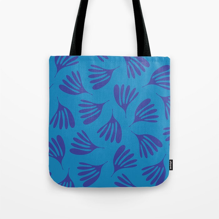 Blue Toned Wispy Leaves Contemporary Abstract Pattern Tote Bag Gallery Image 1