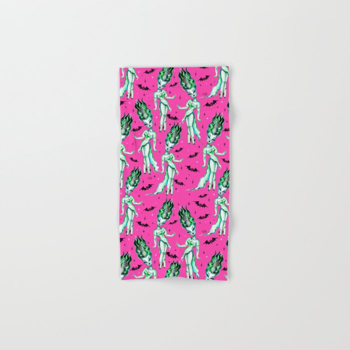 Bride of Frankenstein on Hot Pink Bath Towel Gallery Image 1