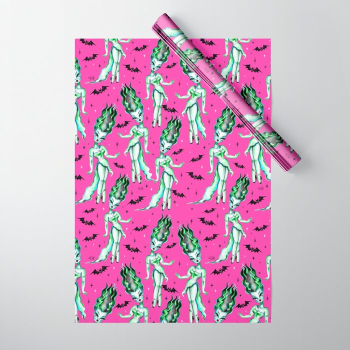 Bride of Frankenstein on Hot Pink Wrapping Paper Gallery Image 1