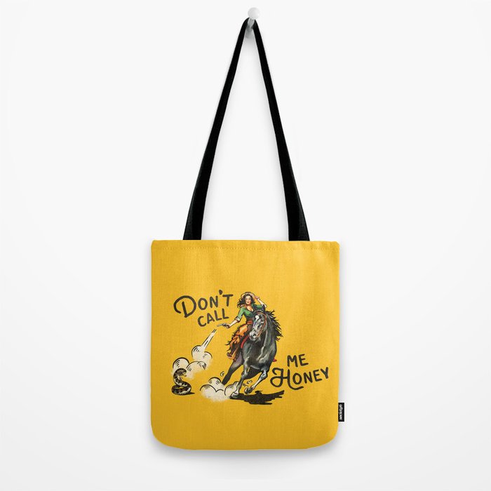 Don't Call Me Honey Retro Cowgirl On Horseback V.1 Tote Bag Gallery Image 2