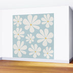 Retro Daisy Pattern - Pastel Blue Wall Mural Gallery Image 2