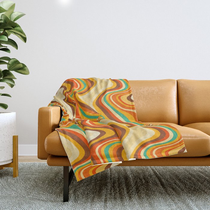 retro wave warm Throw Blanket Gallery Image 1