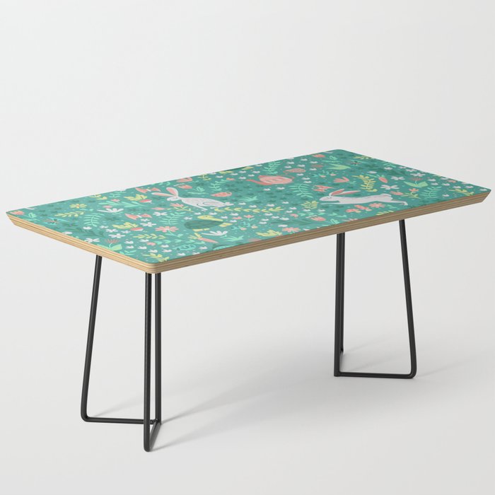 Spring Pattern of Bunnies with Turtles Coffee Table Gallery Image 1