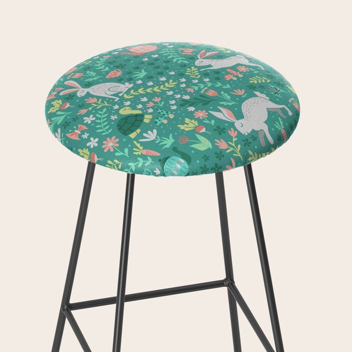 Spring Pattern of Bunnies with Turtles Stool Gallery Image 2