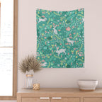 Spring Pattern of Bunnies with Turtles Wall Tapestry Gallery Image 2