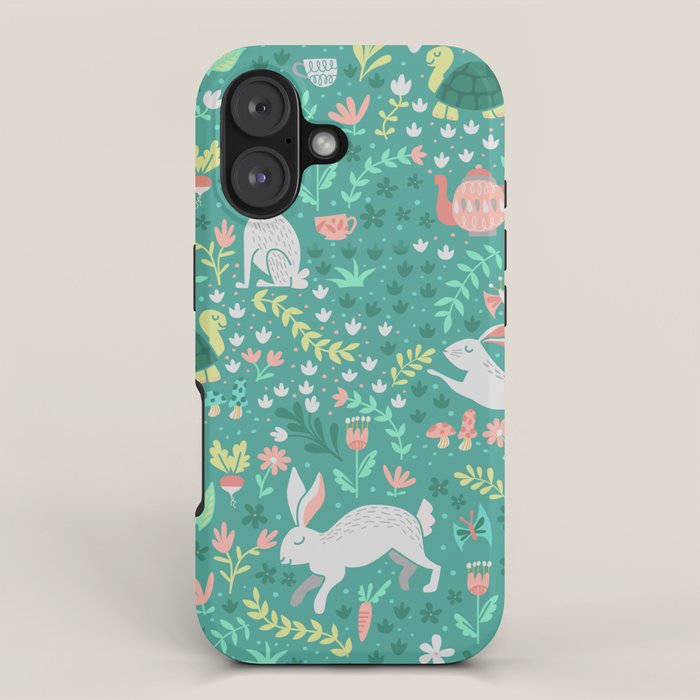 Spring Pattern of Bunnies with Turtles iPhone Case Gallery Image 1