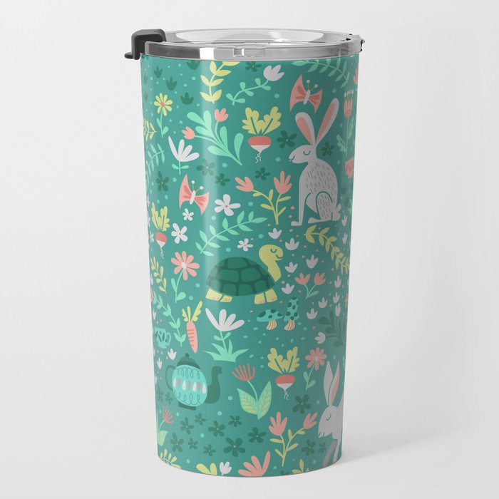 Spring Pattern of Bunnies with Turtles Travel Mug Gallery Image 3