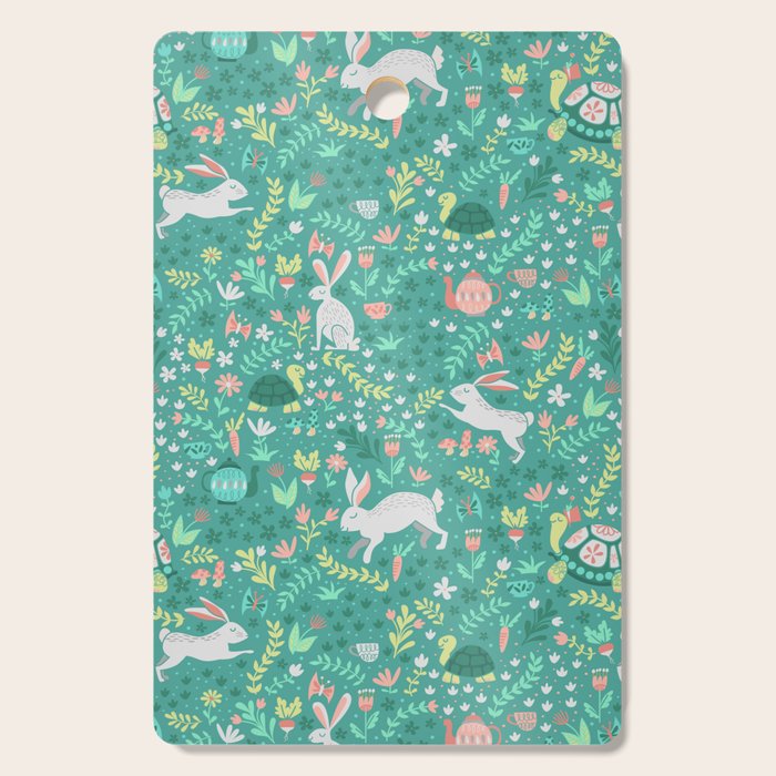 Spring Pattern of Bunnies with Turtles Cutting Board Gallery Image 1