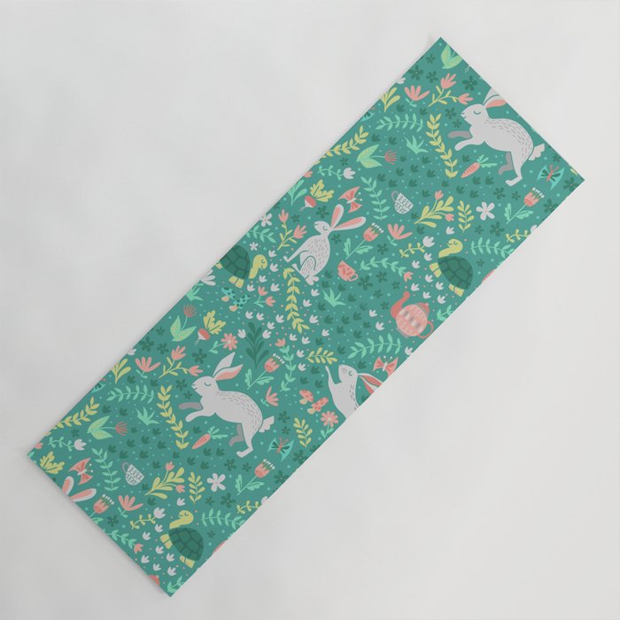 Spring Pattern of Bunnies with Turtles Yoga Mat Gallery Image 1