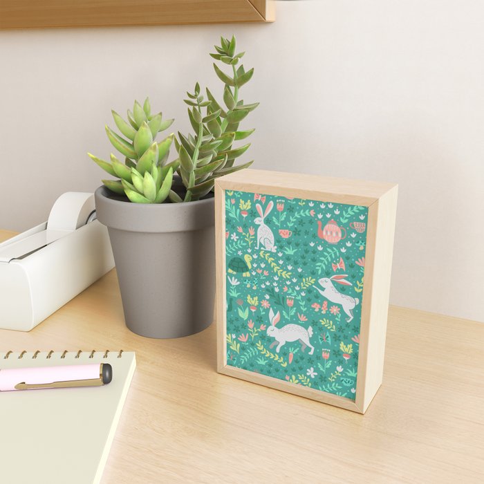 Spring Pattern of Bunnies with Turtles Mini Art Print Gallery Image 2