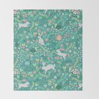 Spring Pattern of Bunnies with Turtles Throw Blanket Gallery Image 2