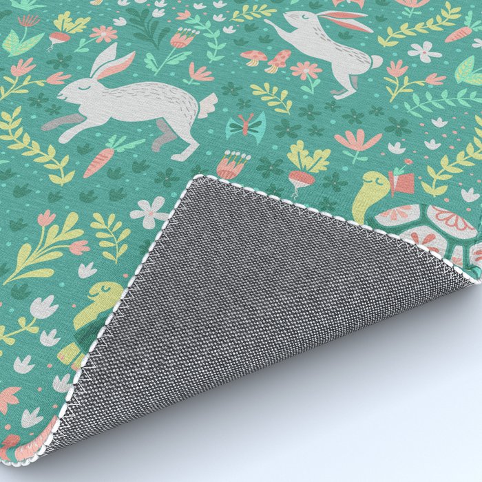 Spring Pattern of Bunnies with Turtles Rug Gallery Image 4