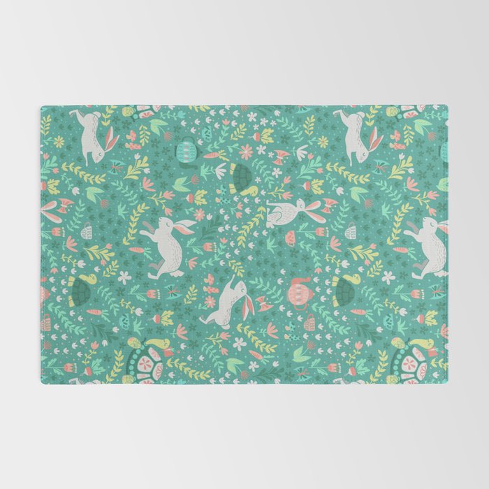 Spring Pattern of Bunnies with Turtles Rug Gallery Image 2