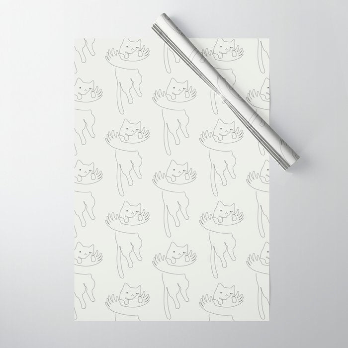 One Line Cat 2: Hug Wrapping Paper Gallery Image 1