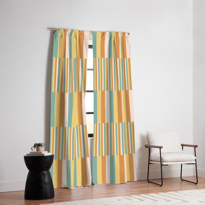 Mixed Stripes Pattern VII Retro Summer Window Curtain Gallery Image 2