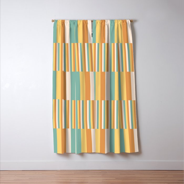 Mixed Stripes Pattern VII Retro Summer Window Curtain Gallery Image 3
