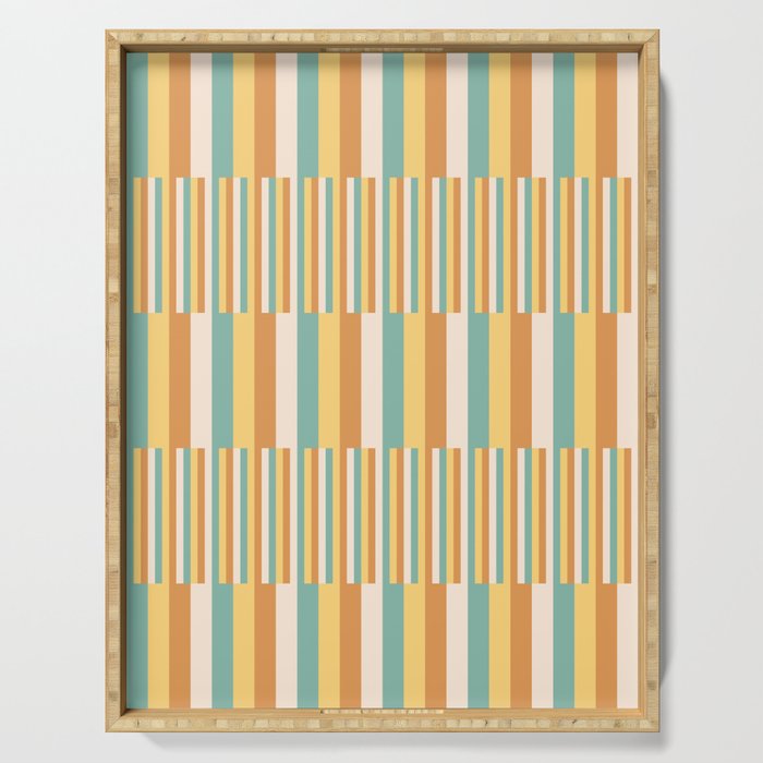 Mixed Stripes Pattern VII Retro Summer Serving Tray Gallery Image 1