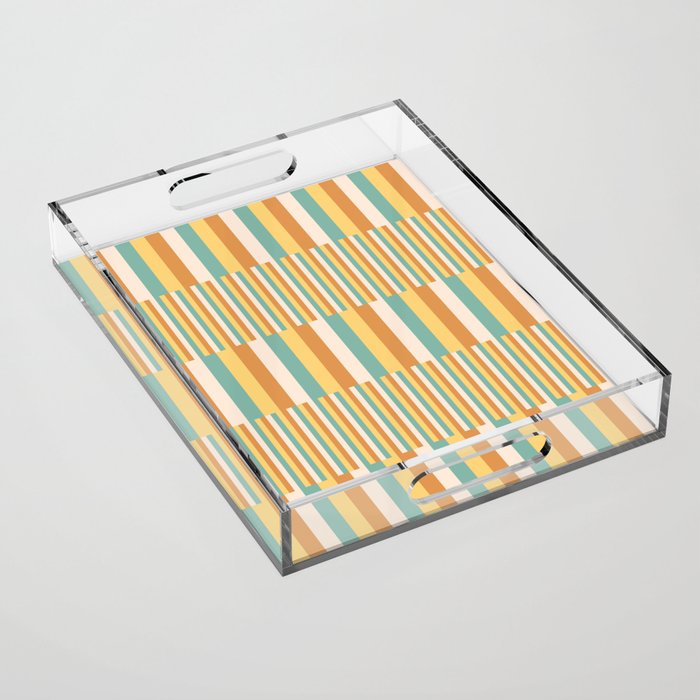 Mixed Stripes Pattern VII Retro Summer Acrylic Tray Gallery Image 1