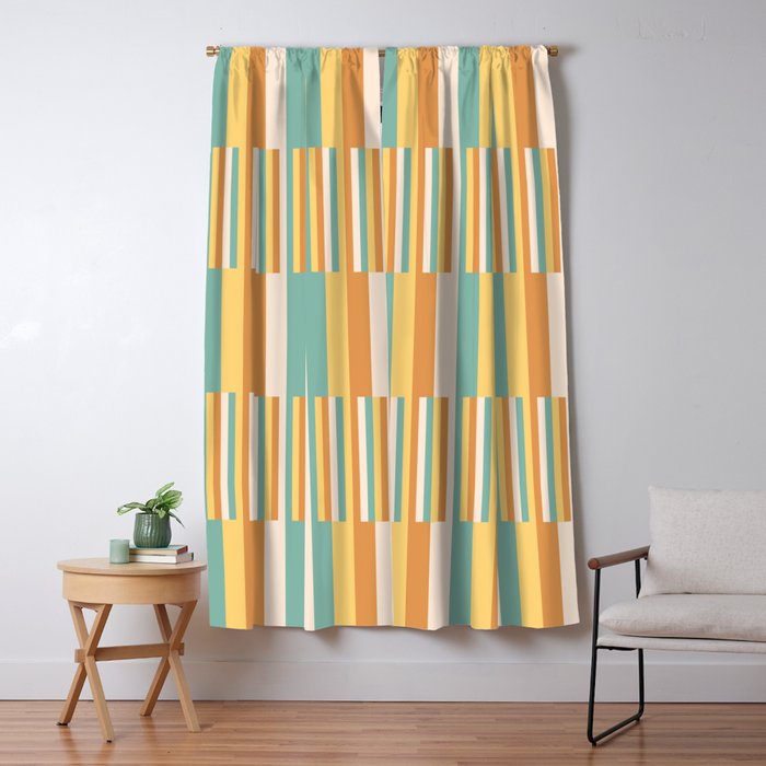 Mixed Stripes Pattern VII Retro Summer Window Curtain Gallery Image 5