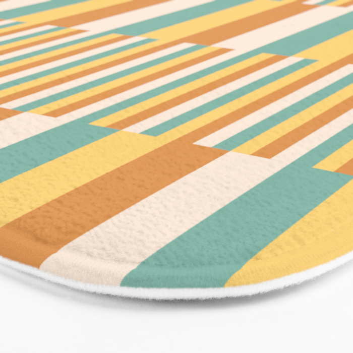 Mixed Stripes Pattern VII Retro Summer Bath Mat Gallery Image 3