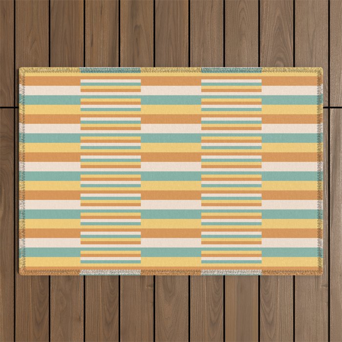 Mixed Stripes Pattern VII Retro Summer Outdoor Rug Gallery Image 1