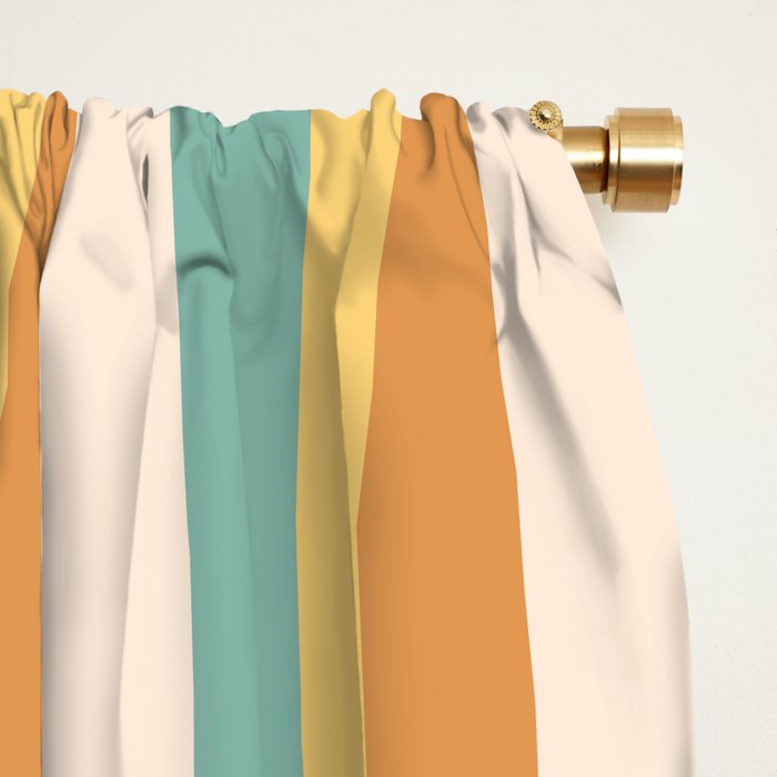 Mixed Stripes Pattern VII Retro Summer Window Curtain Gallery Image 2