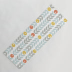 Mid Century Modern Retro Leaf and Circle Pattern Yoga Mat Gallery Image 1