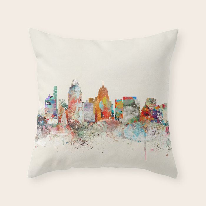 cincinnati ohio skyline Throw Pillow Gallery Image 6