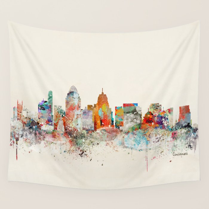 cincinnati ohio skyline Wall Tapestry Gallery Image 1