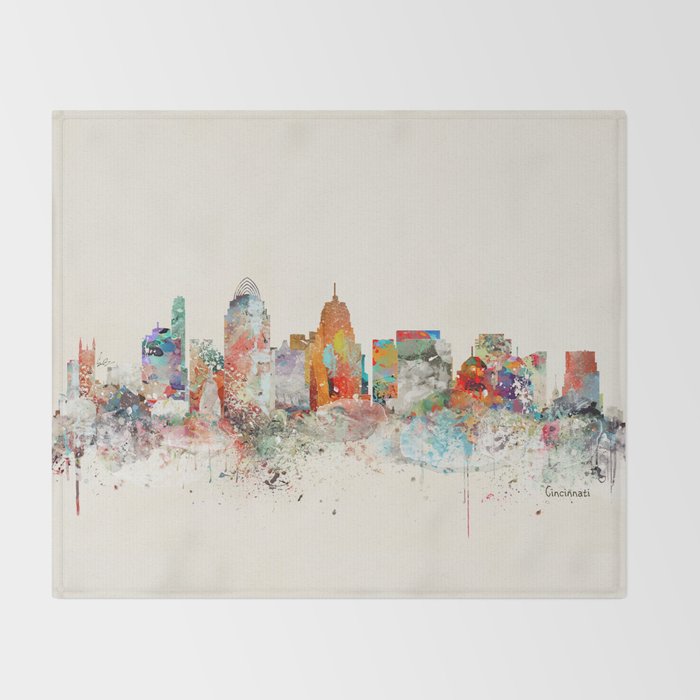 cincinnati ohio skyline Throw Blanket Gallery Image 2
