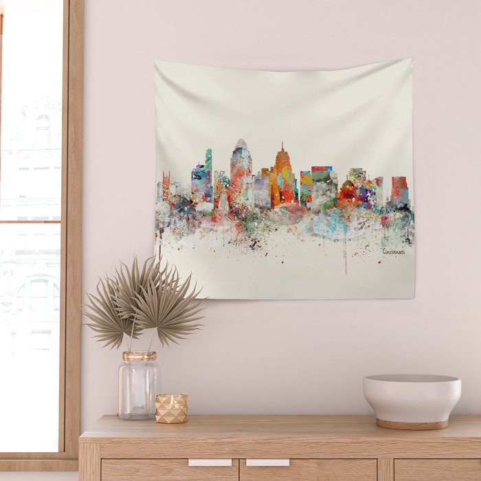 cincinnati ohio skyline Wall Tapestry Gallery Image 2