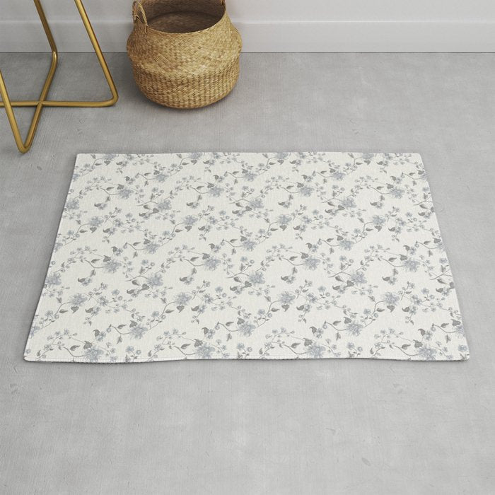 Vintage Floral - Grey Blue Rug Gallery Image 1