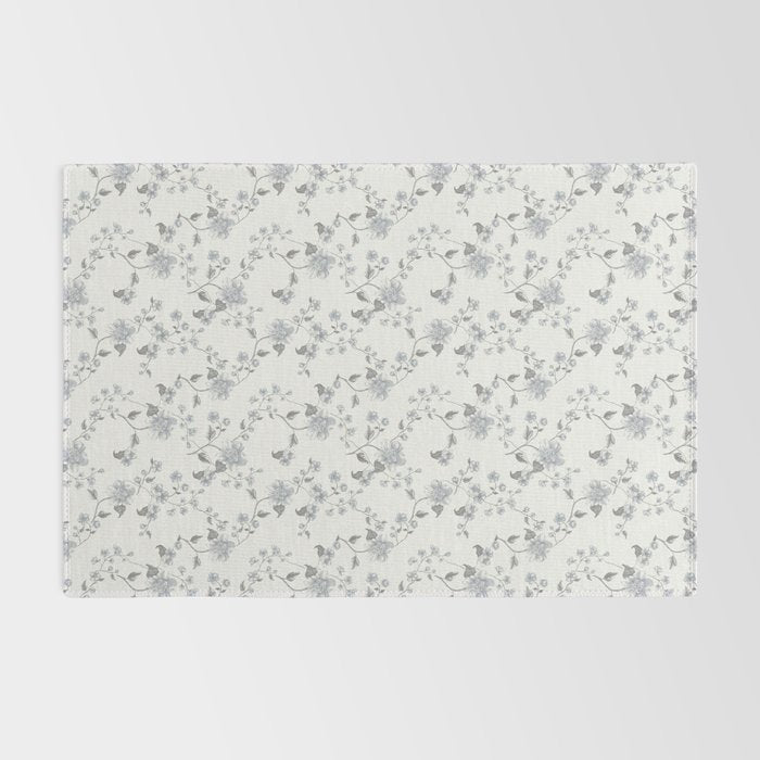 Vintage Floral - Grey Blue Rug Gallery Image 2