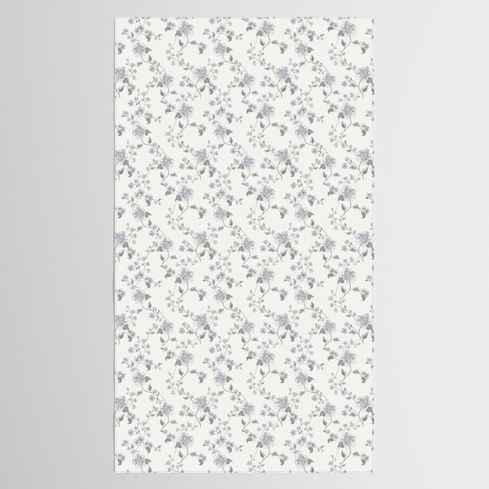 Vintage Floral - Grey Blue Tablecloth Gallery Image 2