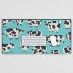 Cow Collection - Turquoise Desk Mat Gallery Image 1