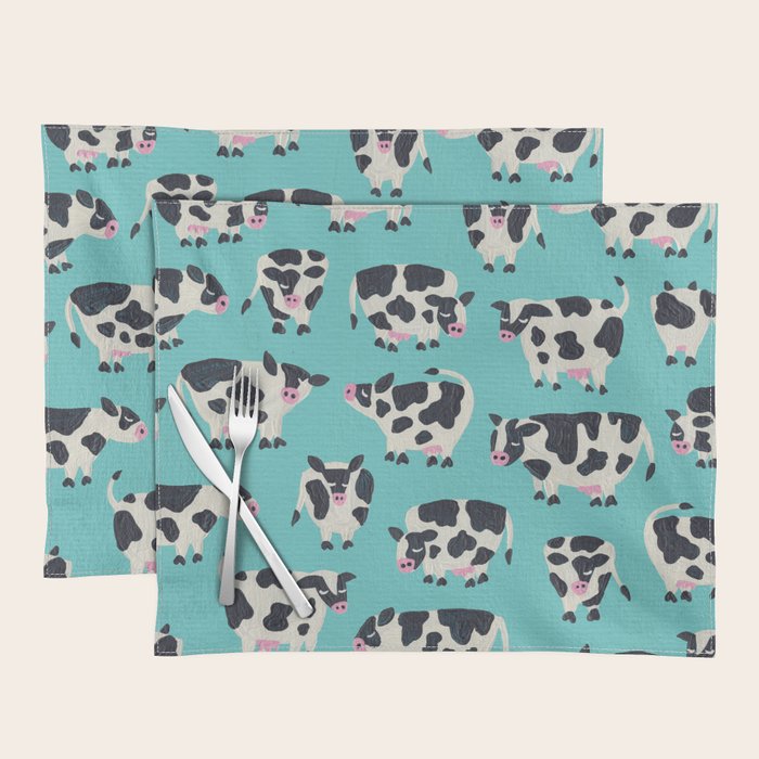 Cow Collection - Turquoise Placemat Gallery Image 1