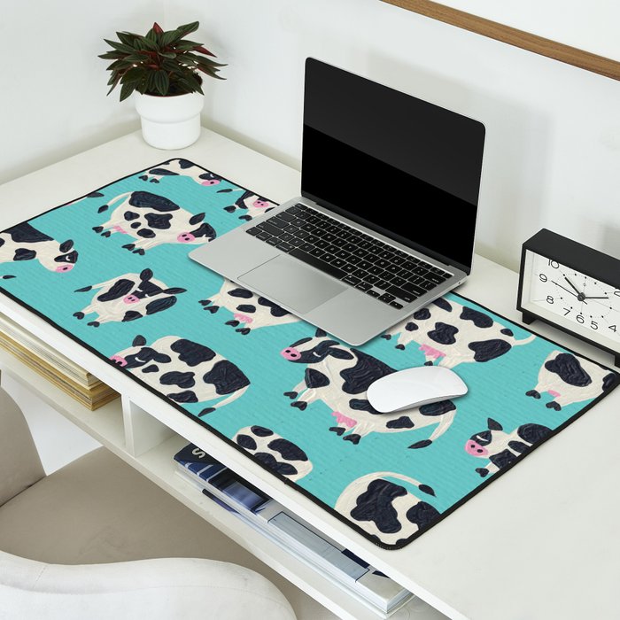 Cow Collection - Turquoise Desk Mat Gallery Image 2