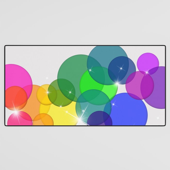 Translucent Rainbow Colored Circles with Sparkles - Multi Colored Desk Mat Gallery Image 3