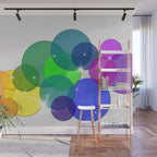 Translucent Rainbow Colored Circles with Sparkles - Multi Colored Wall Mural Gallery Image 1