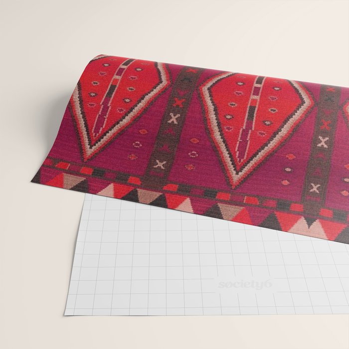 The Crimson Symmetry Handwoven Tribal Kilim Art Wrapping Paper Gallery Image 2