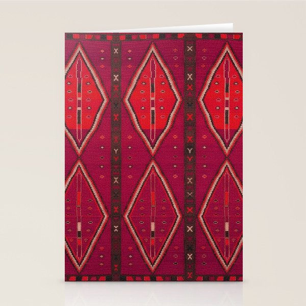 The Crimson Symmetry Handwoven Tribal Kilim Art Stationery Card Gallery Image 2