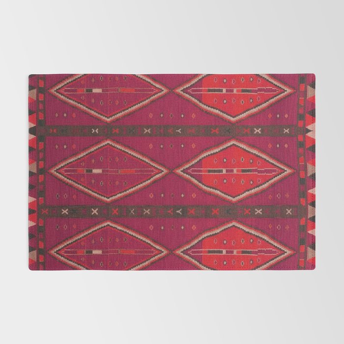 The Crimson Symmetry Handwoven Tribal Kilim Art Rug Gallery Image 2