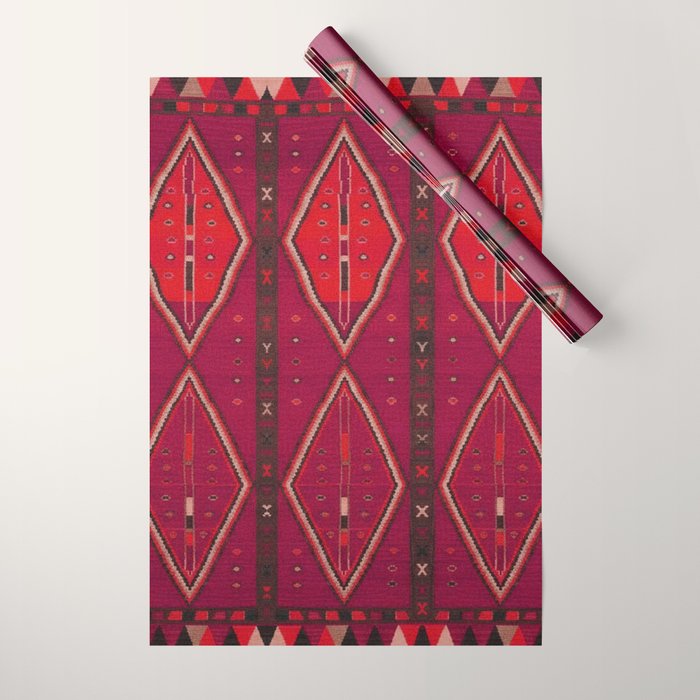 The Crimson Symmetry Handwoven Tribal Kilim Art Wrapping Paper Gallery Image 1