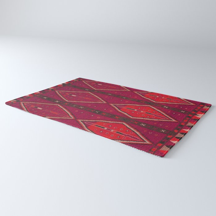 The Crimson Symmetry Handwoven Tribal Kilim Art Rug Gallery Image 3
