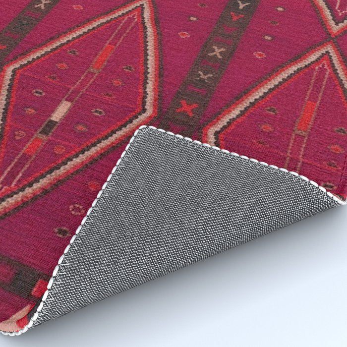 The Crimson Symmetry Handwoven Tribal Kilim Art Rug Gallery Image 4