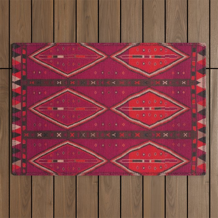 The Crimson Symmetry Handwoven Tribal Kilim Art Outdoor Rug Gallery Image 1