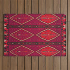 The Crimson Symmetry Handwoven Tribal Kilim Art Outdoor Rug Gallery Image 1